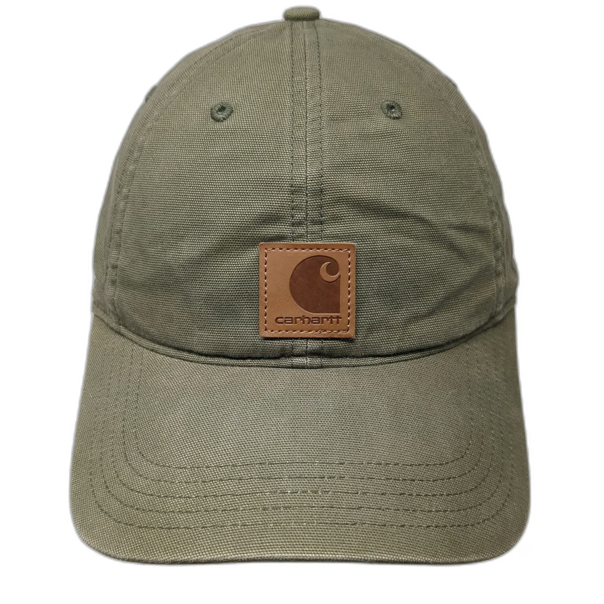 Carhartt Baseball Cap Green One Size Strapback Brown Patch Cotton Canvas Hat