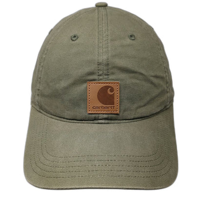 Carhartt Baseball Cap Green One Size Strapback Brown Patch Cotton Canvas Hat