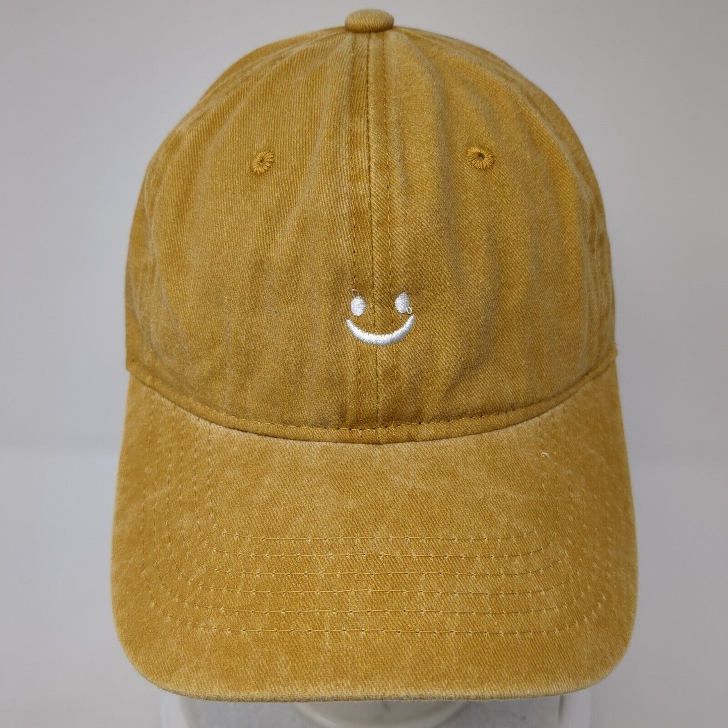 Lil Face Slideback Hat Yellow OS Adjustable Embroidered Vented Holes 6 Panel