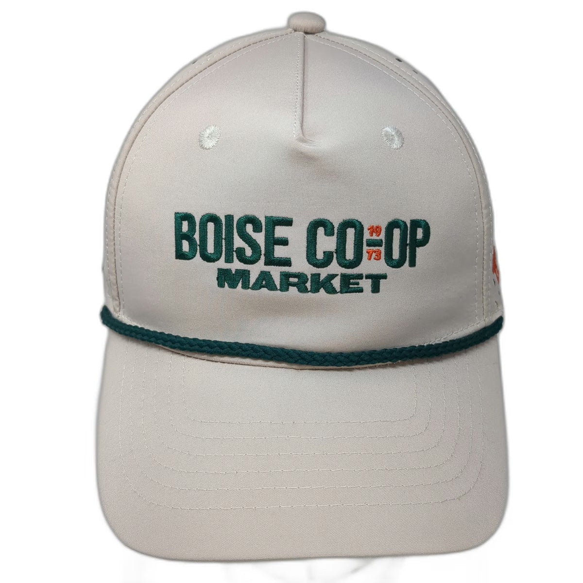 NameBrand Trucker Hat Beige One Size Boise Co-Op Market Rooster Laser Cut Rope