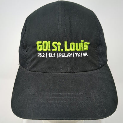 Headsweats Baseball Cap Black OSFM GO! St. Louis Marathon Running Mesh Strapback