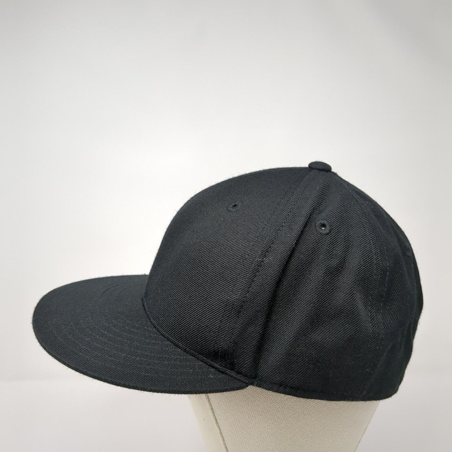 Lids Fitted Hat Black 7 5/8 Solid 6 Panel Vent Holes Blank Outdoor