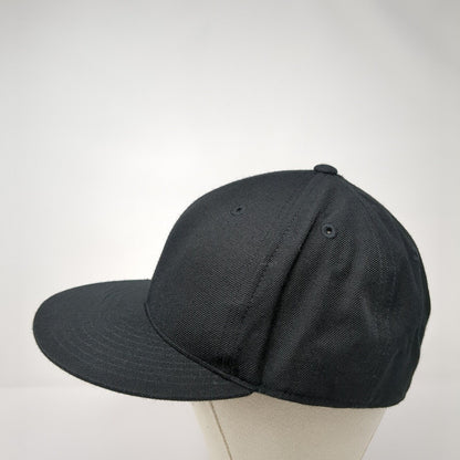 Lids Fitted Hat Black 7 5/8 Solid 6 Panel Vent Holes Blank Outdoor