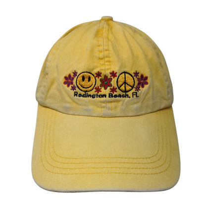 Smiley Peace Flowers Redington Beach FL Strapback Hat Yellow OSFA Jhats