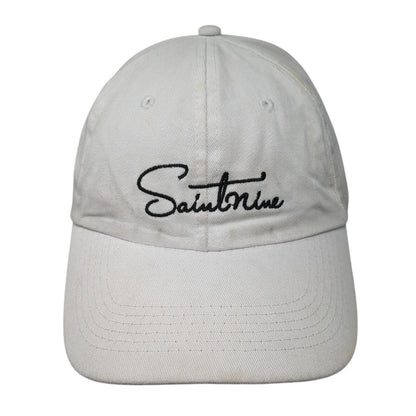 Saintnine Strapback Hat White One Size Adjustable Embroidered 6 Panel Cotton
