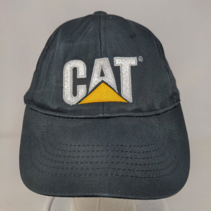 CAT Strapback Hat Black OSFM Adjustable Embroidered Vented Holes 6 Panel Cotton
