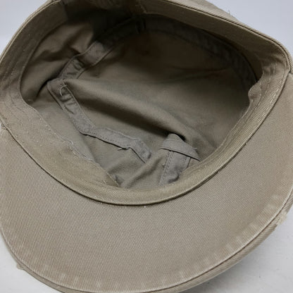 Army Cap Beige One Size Hat Distressed Frayed Cotton Military Cadet Style Flat