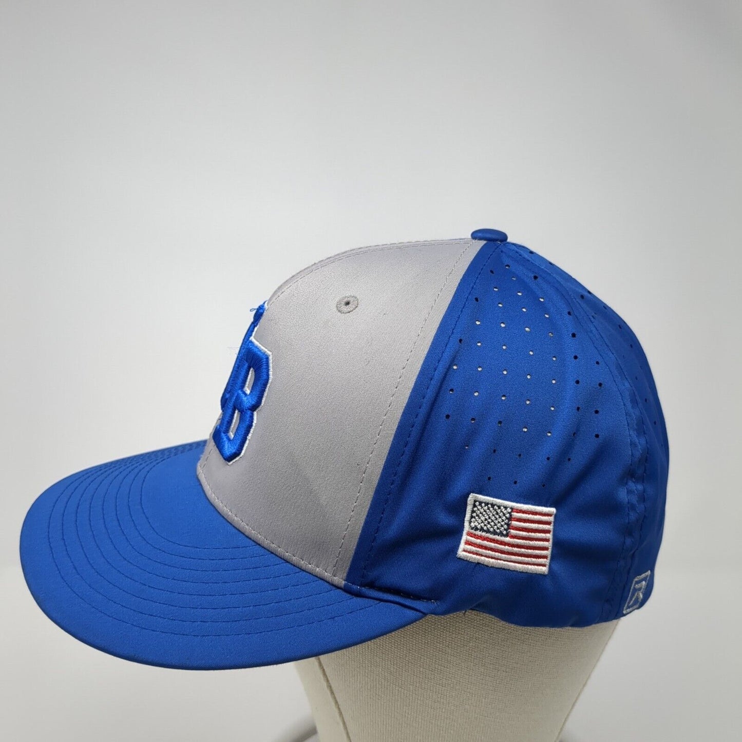 NB Fitted Hat Blue Large-XL Embroidered Laser Cut Richardson PTS Lite