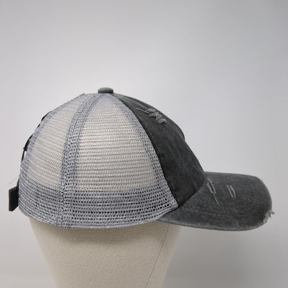 Unbranded Strapback Trucker Hat Gray One Size Mesh Back Ponytail