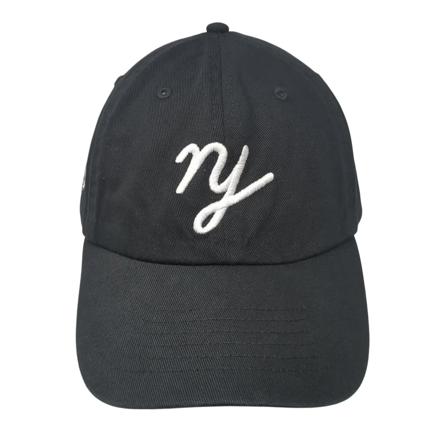 NY Slideback Hat Black One Size Adjustable Embroidered Solid 6 Panel