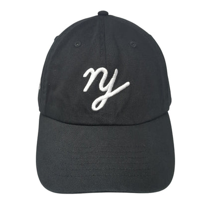 NY Slideback Hat Black One Size Adjustable Embroidered Solid 6 Panel
