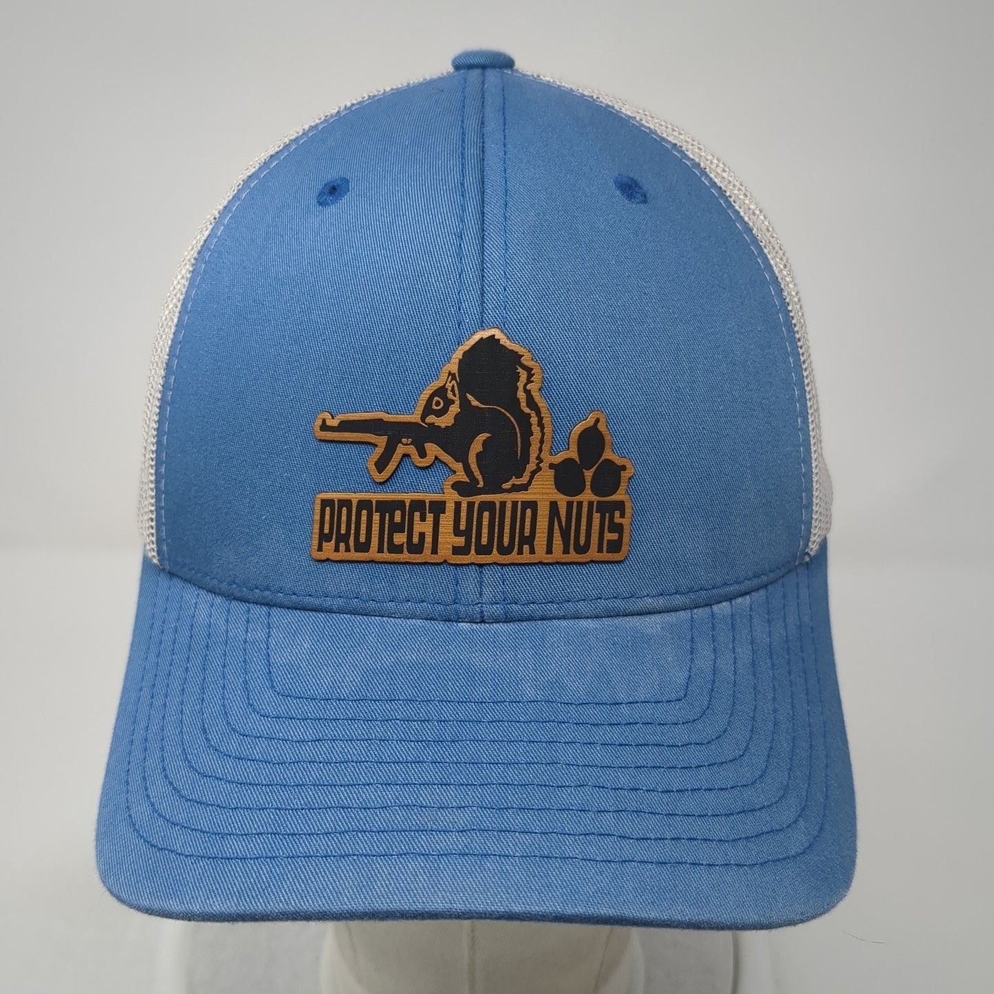 Protect Your Nuts Trucker Hat Blue OS Adjustable Mesh Back Classics Yupoong