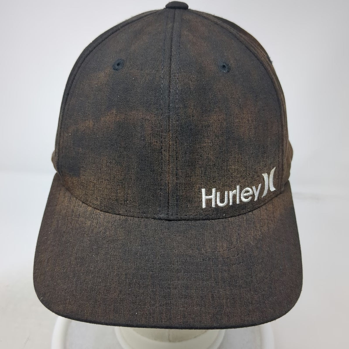 Hurley Baseball Cap Black XL Flexfit Embroidered Logo Curved Brim Stretch Hat