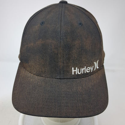 Hurley Baseball Cap Black XL Flexfit Embroidered Logo Curved Brim Stretch Hat