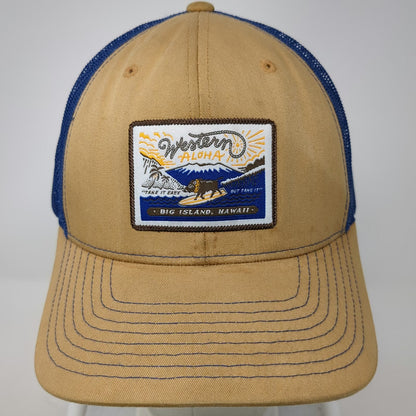 Western Aloha Trucker Hat Brown Blue One Size Big Island Hawaii Surf Board Patch