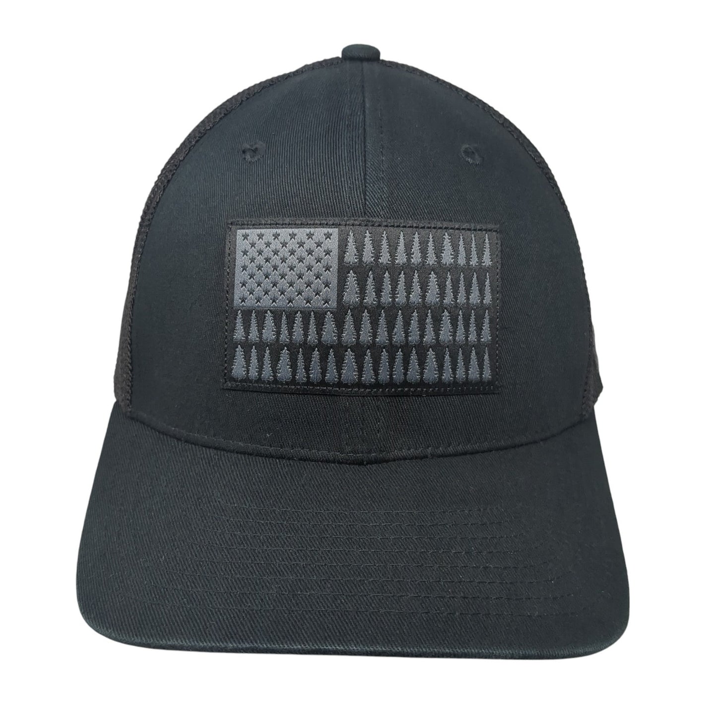 Pine Tree USA Flag Fitted Mesh Back Trucker Hat Black XL Columbia