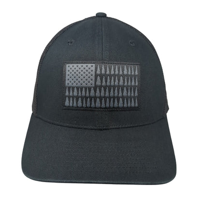 Pine Tree USA Flag Fitted Mesh Back Trucker Hat Black XL Columbia