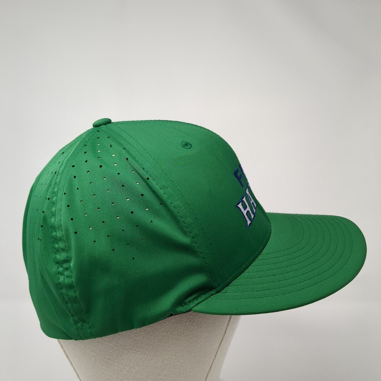 FMS Hawks Fitted Hat Green S-M Solid Embroidered Perforated Richardson