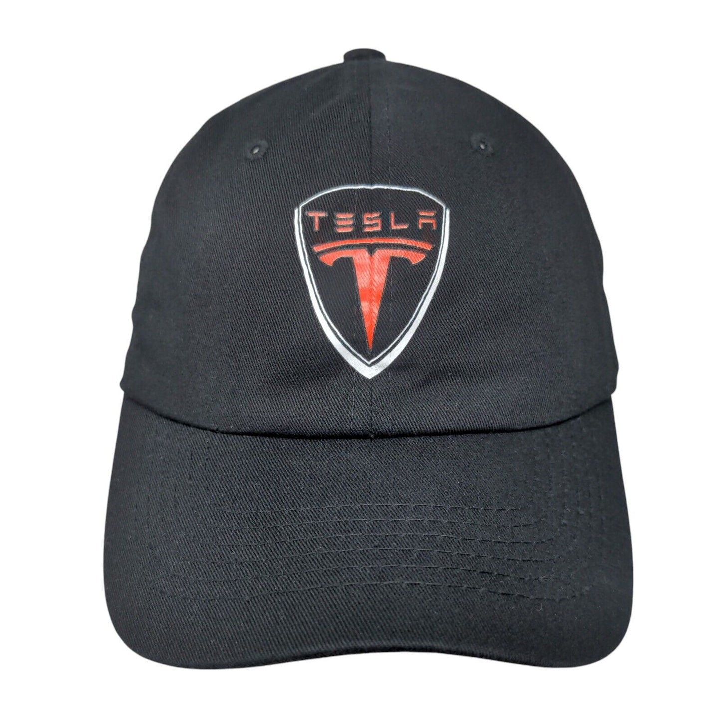 Tesla Slideback Hat Black OSFA Adjustable Vented Holes 6 Panel Cotton
