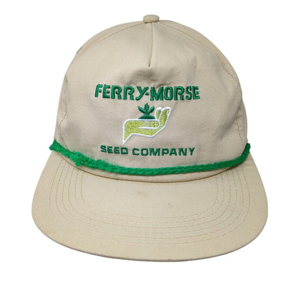 Ferry-Morse Seed Company Snapback Rope Hat Tan OSFA Solid Embroidered