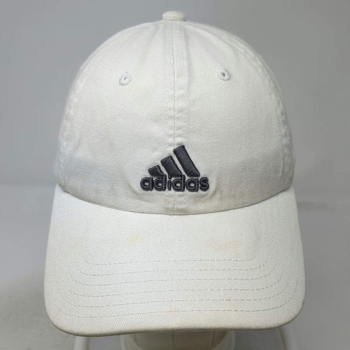Adidas Baseball Cap White One Size Slideback Embroidered Logo Cotton Adjustable