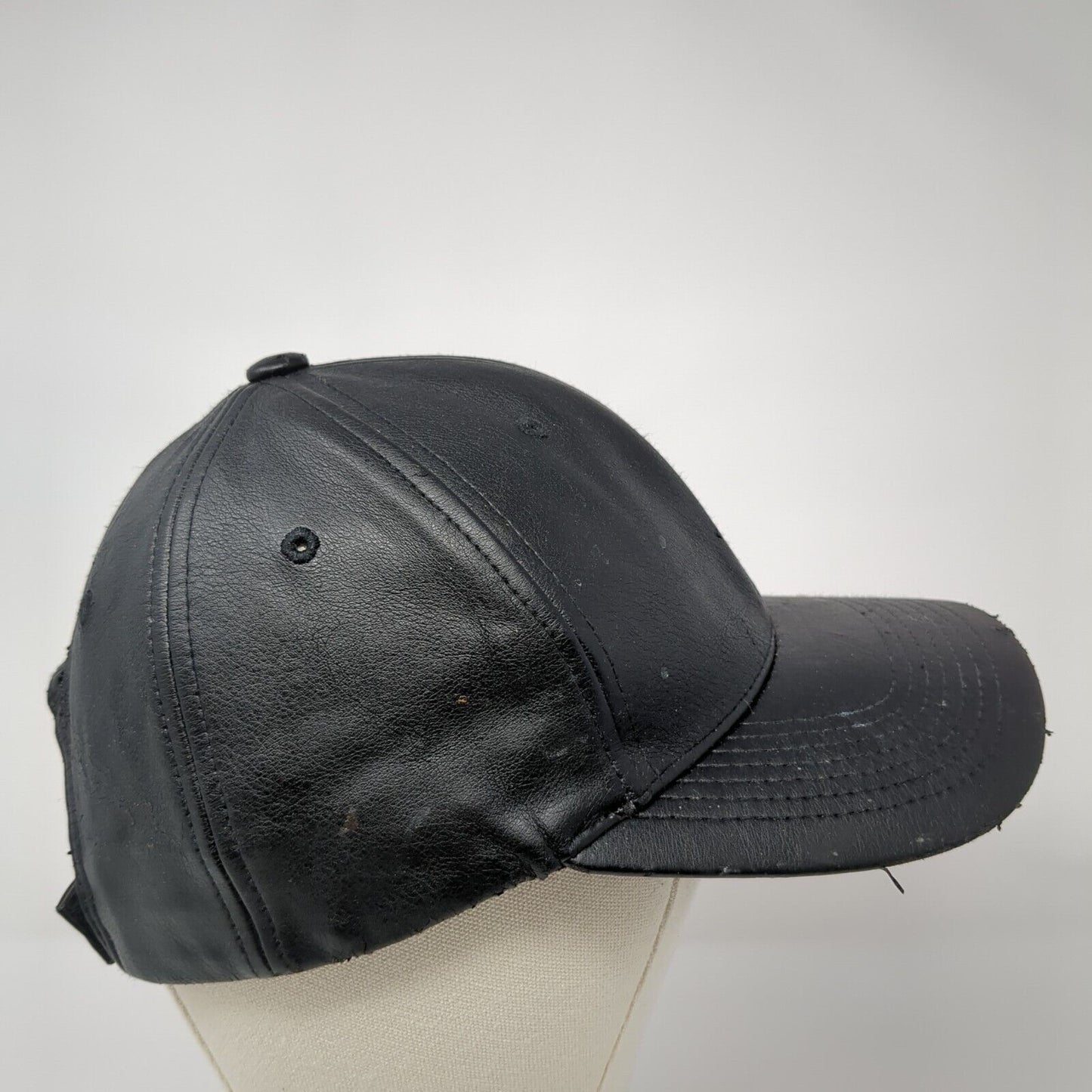 Pit Bull Premium Strapback Hat Black One Size Adjustable Leather Blank