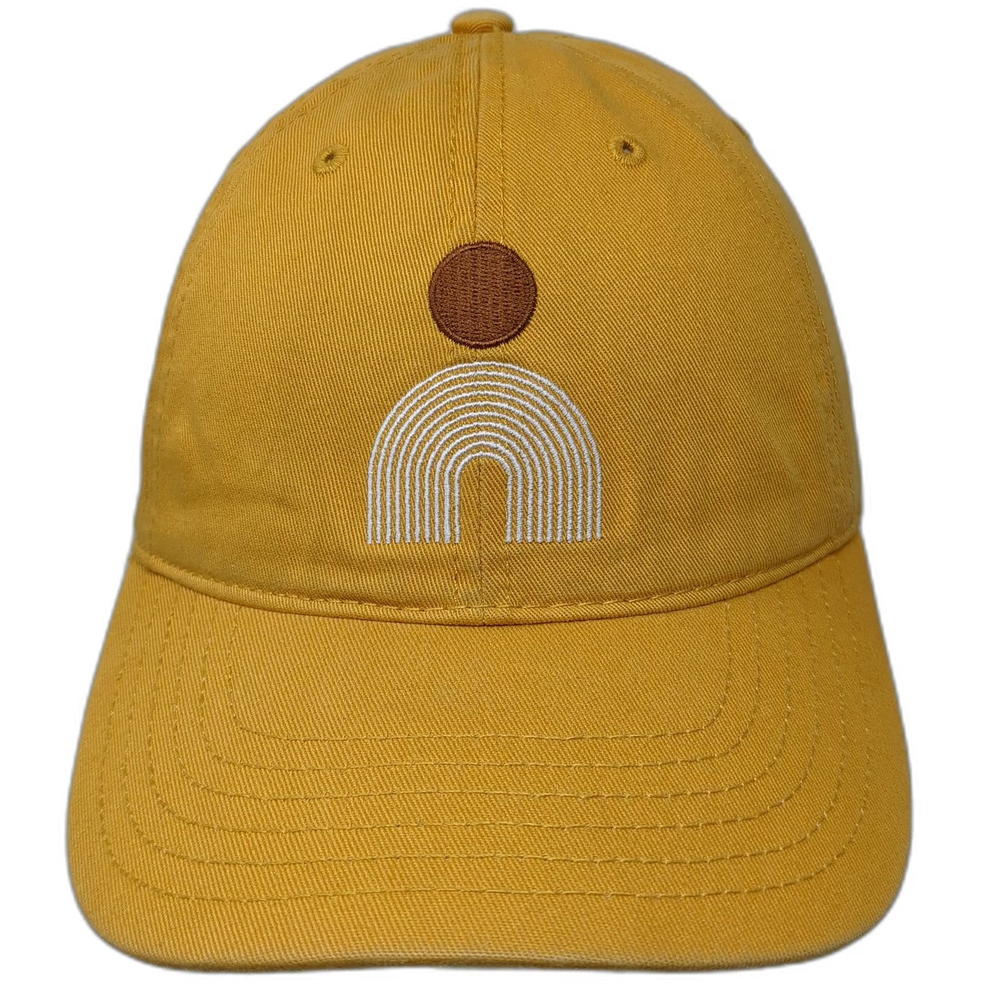 Mad Engine Baseball Cap Yellow One Size Cotton Slideback Embroidered Rainbow Hat