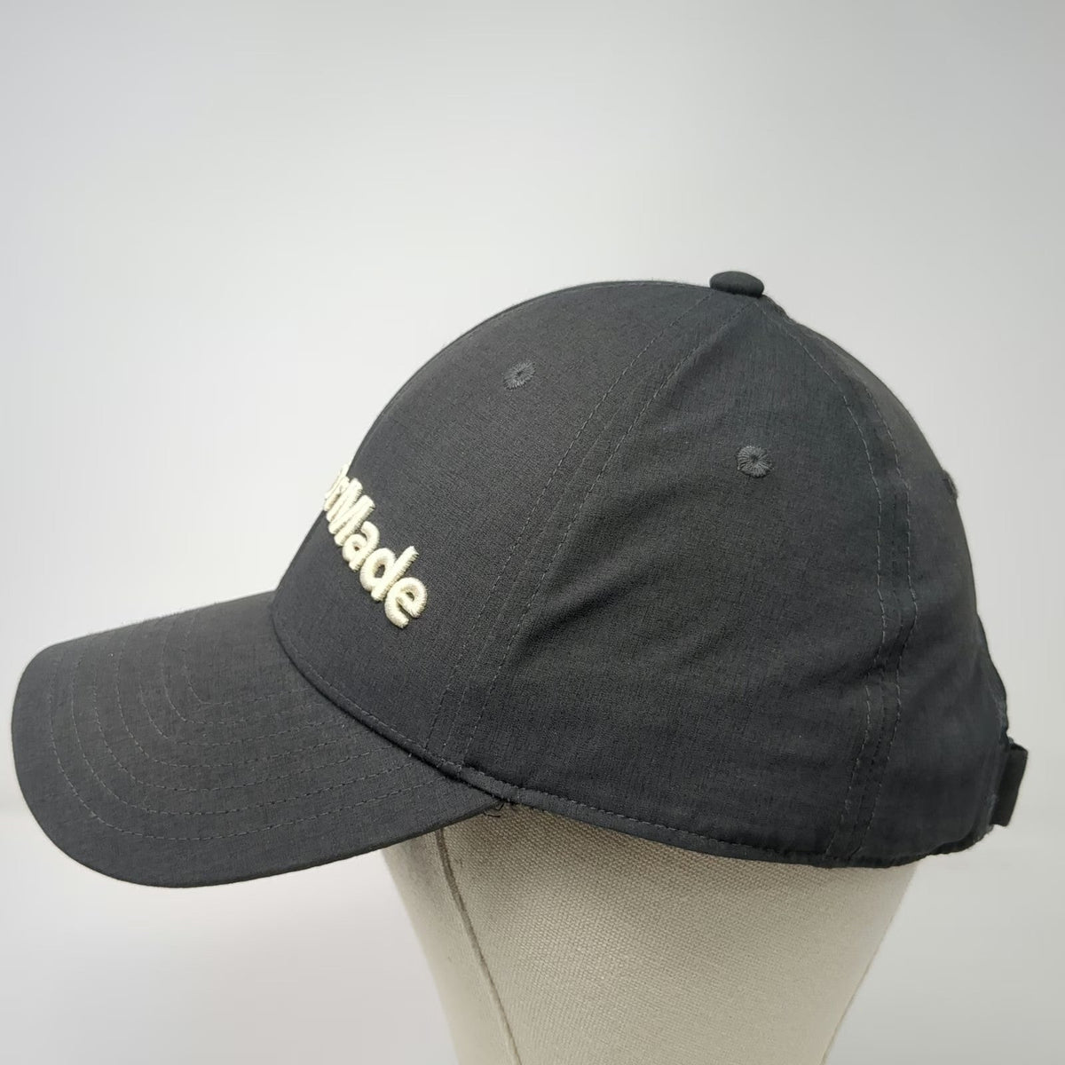 TaylorMade Baseball Cap Gray White One Size Strapback Curved Brim Golf Hat