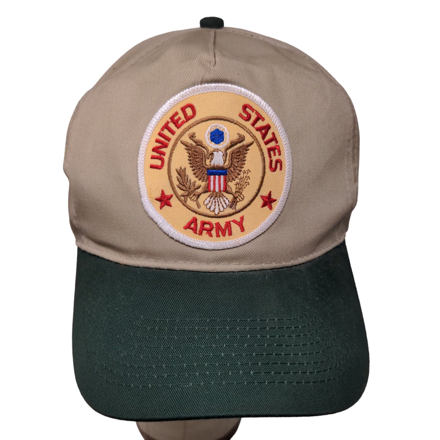 Otto Men's Snapback Hat Tan Green OSFM Embroidered United States Army Logo