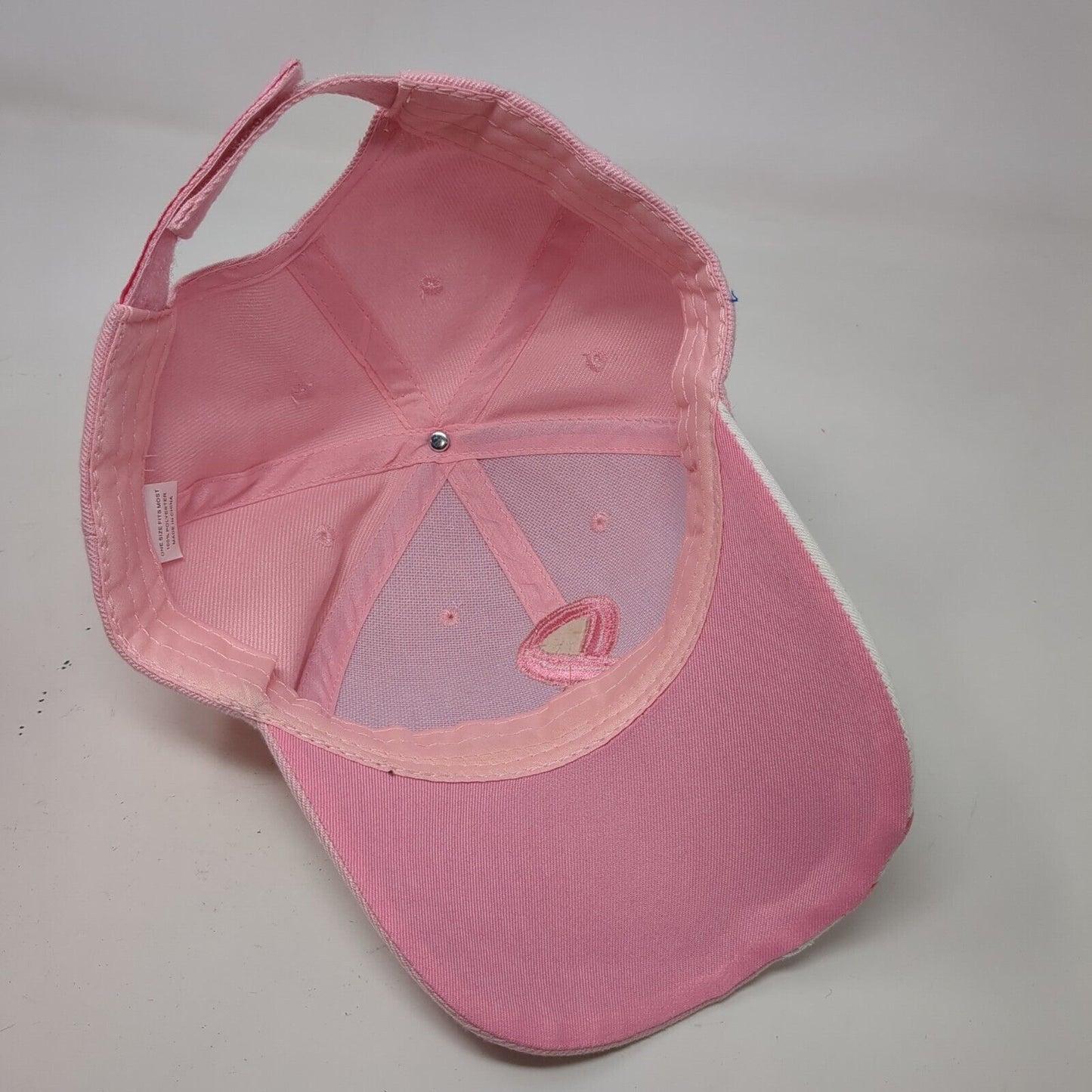 Pink Ribbon Strapback Hat Pink OSFM Embroidered Breast Cancer Awareness
