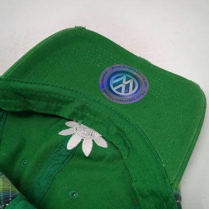 Volkswagen Baseball Cap Green One Size Daisy Plaid Distressed Brim Cotton hat