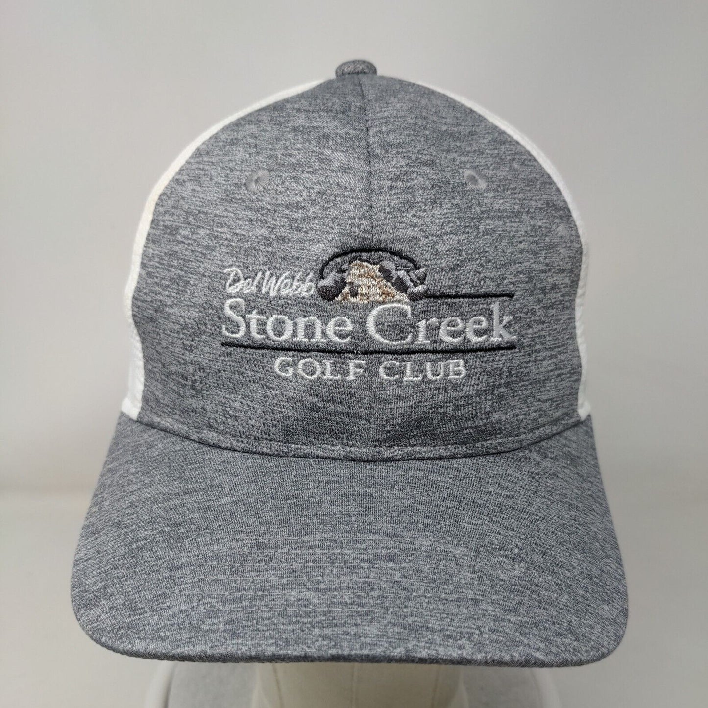 Del Web Stone Creek Golf Club Strapback Hat Gray OS Mid Fit Ahead Performance