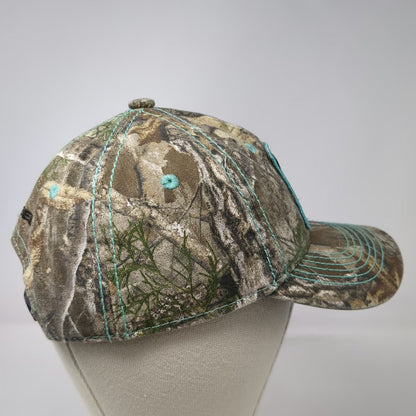 Realtree Snapback Hat Brown Blue Green One Size Camo Glitter Antler Patch