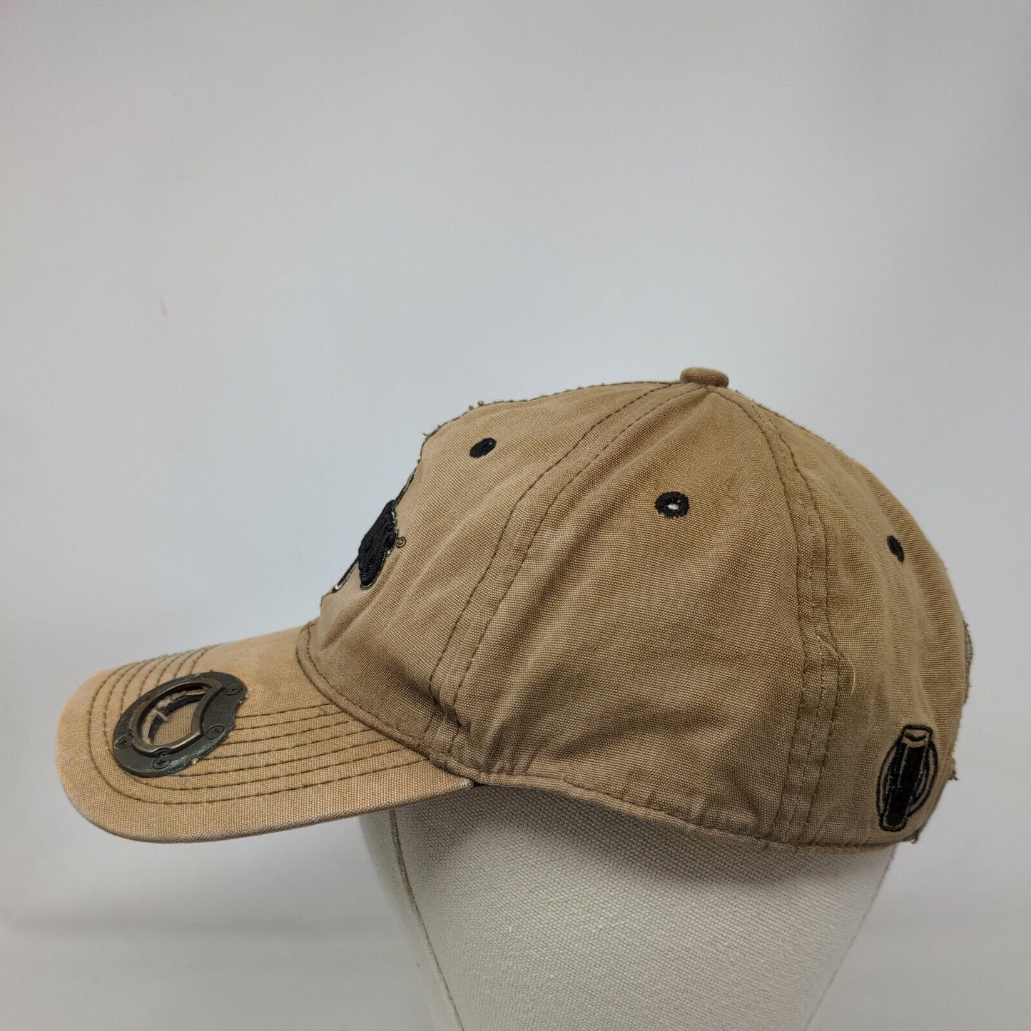 Guinness Beer Strapback Hat Tan OSFM Embroidered 6 Panel Bottle Opener