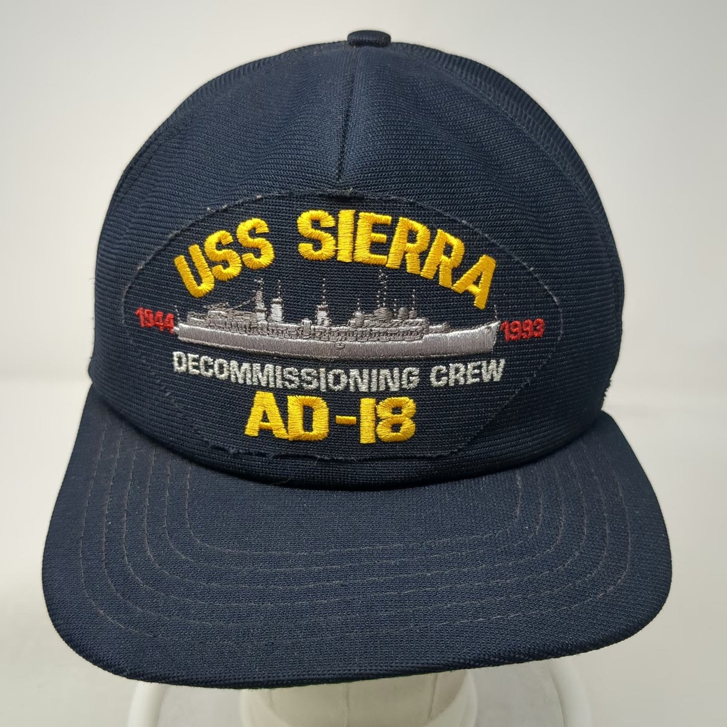 CAP-IO USS Sierra AD-18 Decommissioning Crew Ship Blue One Size Snapback Hat