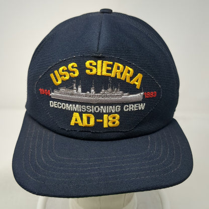 CAP-IO USS Sierra AD-18 Decommissioning Crew Ship Blue One Size Snapback Hat