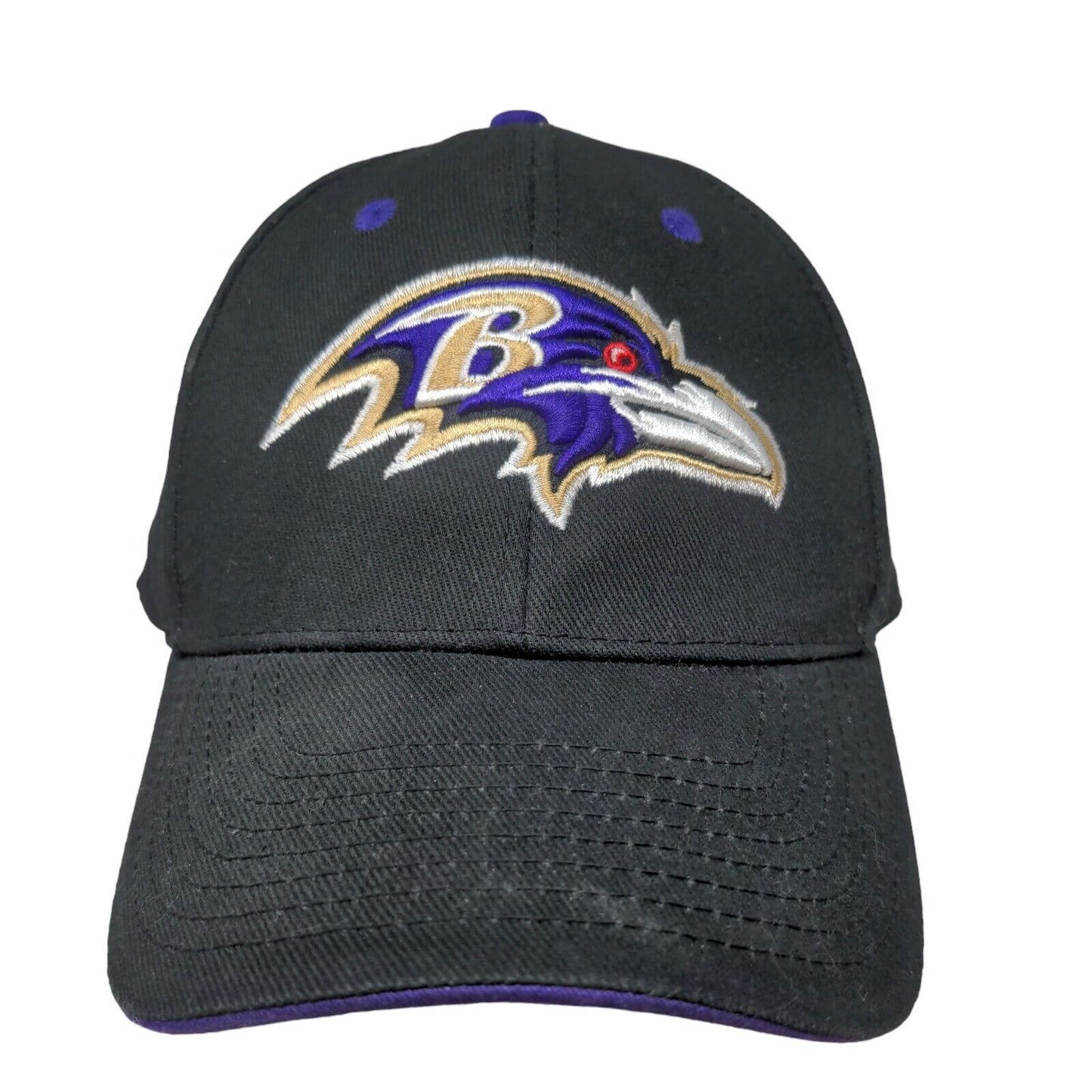 NFL Men's Baltimore Ravens Strapback Hat Black Purple OS Embroidered Logo