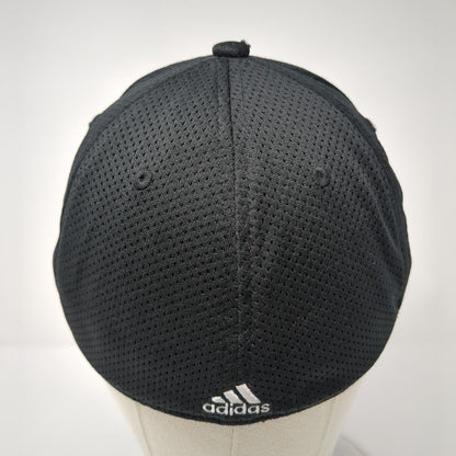 Adidas 3 Stripes Fitted Hat Black One Size Climalite Embroidered Solid