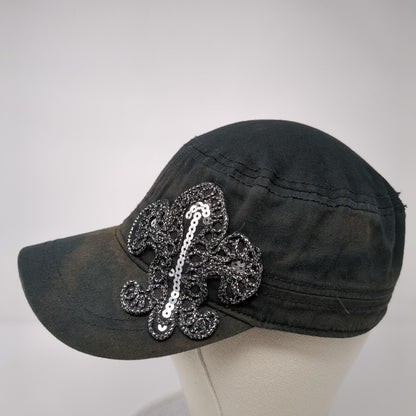Unbranded Cadet Army Cap Black One Size Stretch Lightweight Sequin