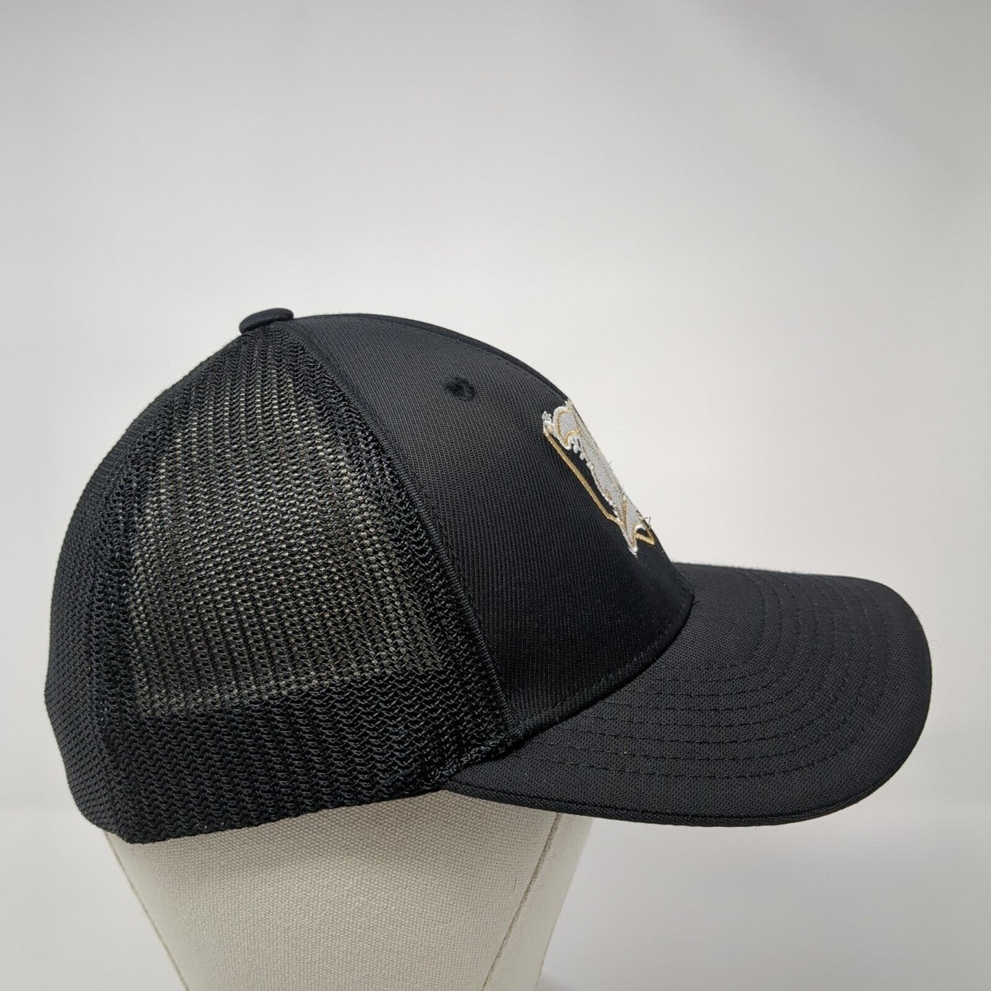 Old English K Fitted Mesh Back Trucker Hat Black 7 3/8-8 Embroidered