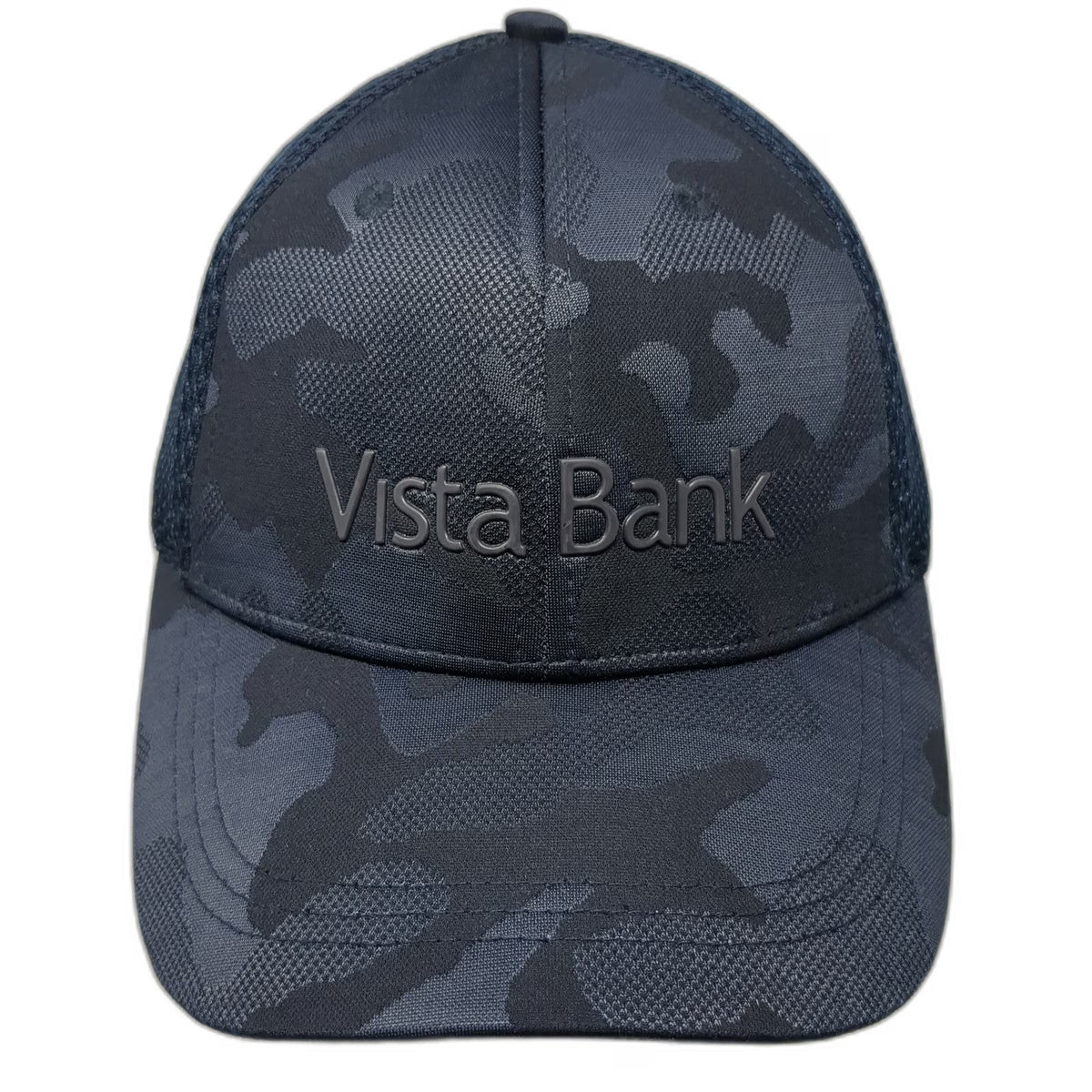 Vista Bank Trucker Hat Blue Camo One Size Mesh Back Snapback Adjustable Graphic