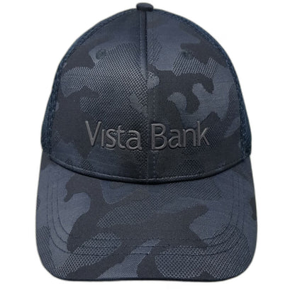 Vista Bank Trucker Hat Blue Camo One Size Mesh Back Snapback Adjustable Graphic