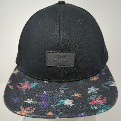 Vans Snapback Hat Black One Size Floral Pattern Brim Tropical Print Logo Patch
