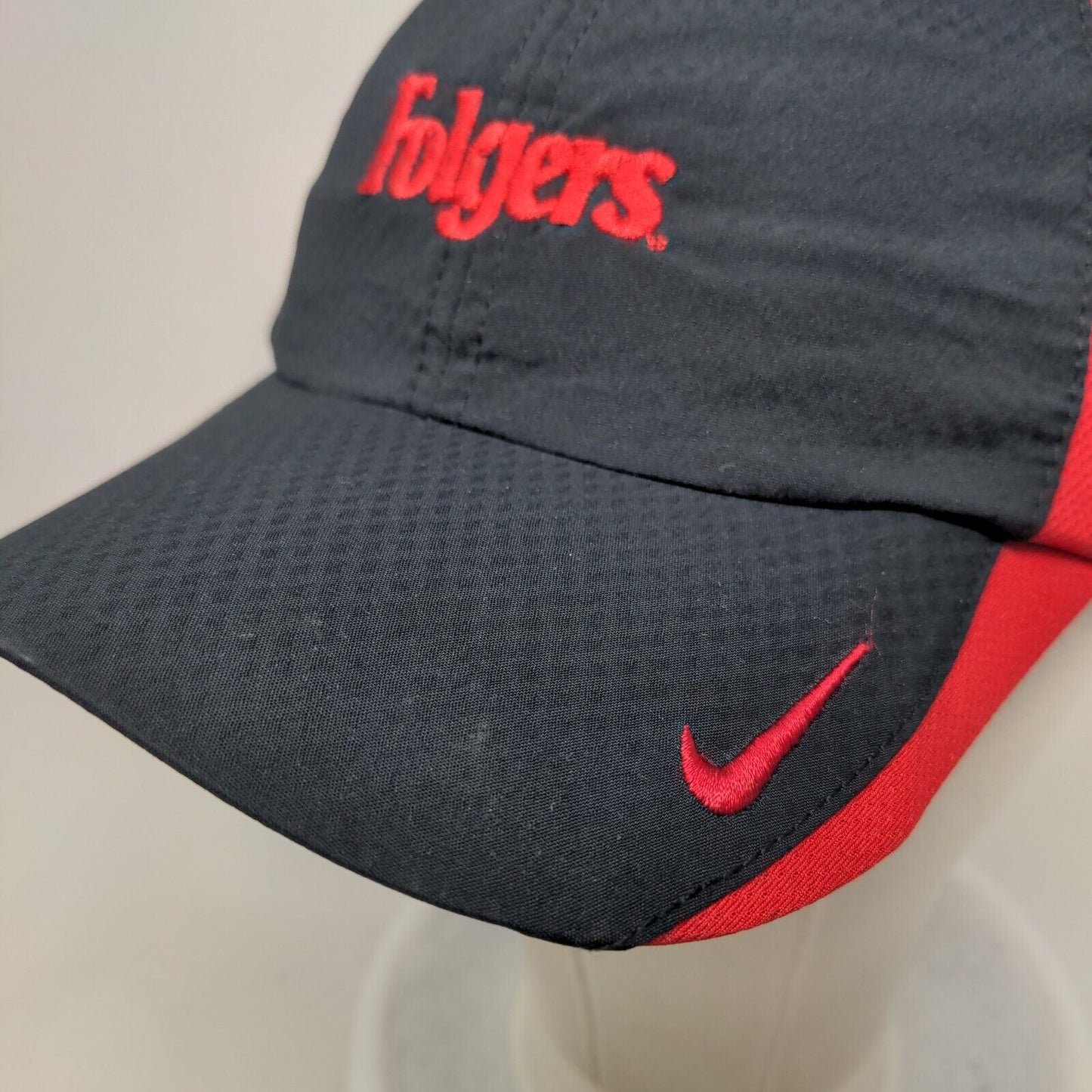 Folgers Strapback Hat Black OSFM Embroidered Nike Heritage 86 Dri-Fit