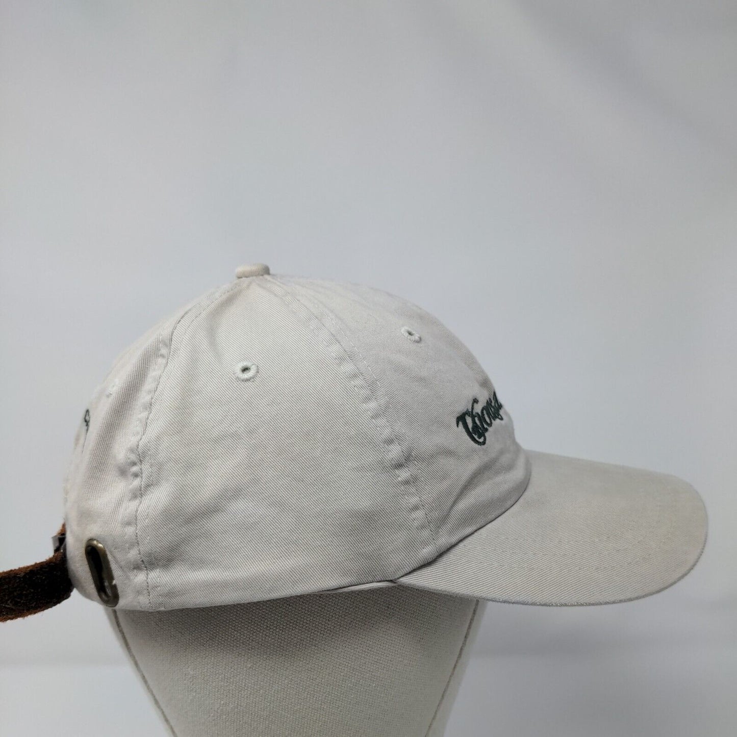 Thousand Trails Slideback Hat Tan OSFA Embroidered Leather Strap