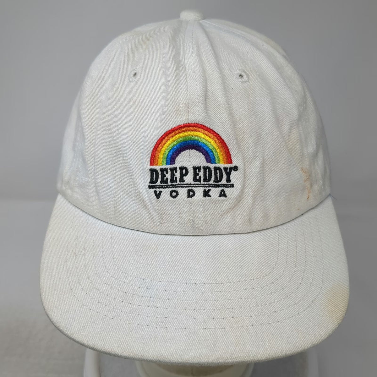 Deep Eddy Vodka White Baseball Cap One Size Rainbow Pride Flag Adjustable Hat