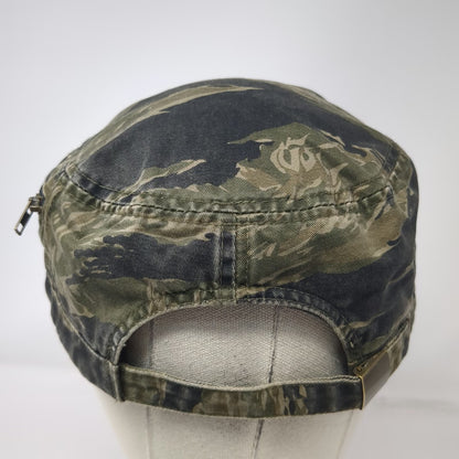 Army Cap Green Tigerstripe Camo One Size Side Zipper Pocket Slideback Cadet Hat