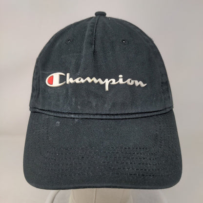 Champion Slideback Hat Black OSFA Adjustable Solid 6 Panel Vent Holes