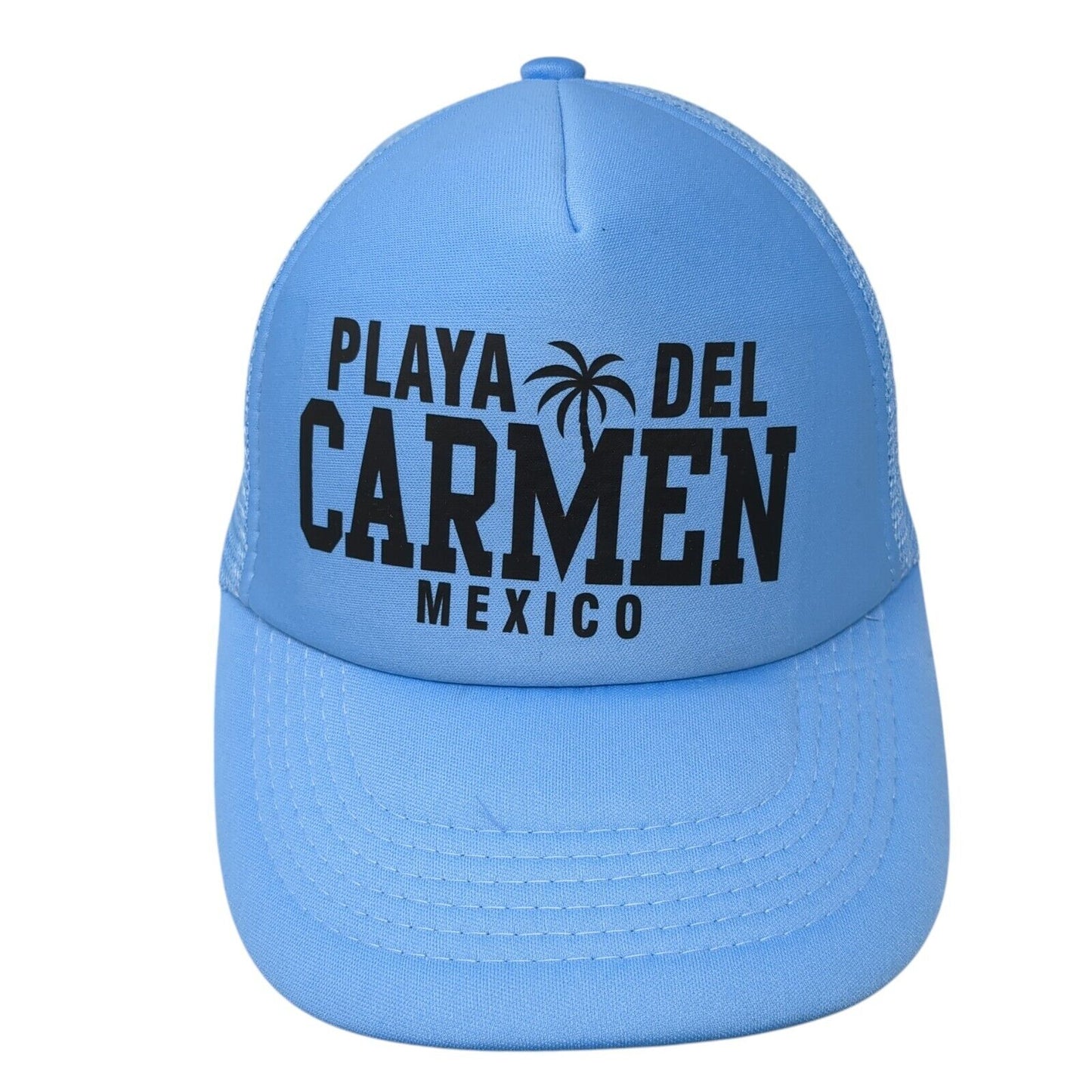 Playa Del Carmen Mexico Snapback Trucker Hat Blue One Size Adjustable Mesh Back