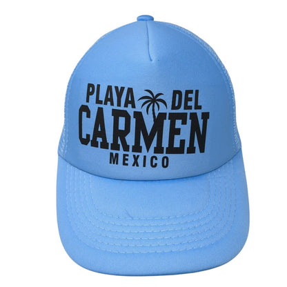 Playa Del Carmen Mexico Snapback Trucker Hat Blue One Size Adjustable Mesh Back
